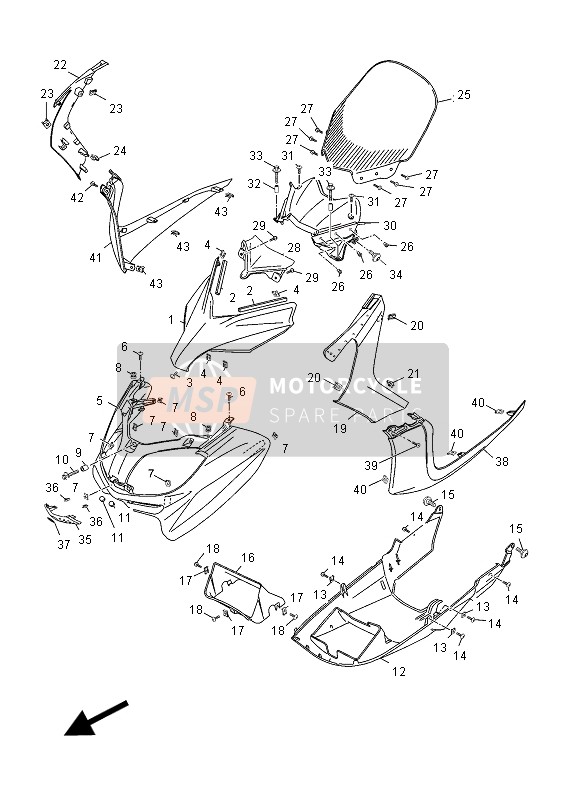 Yamaha YP250R X-MAX 2012 Parabrezza per un 2012 Yamaha YP250R X-MAX